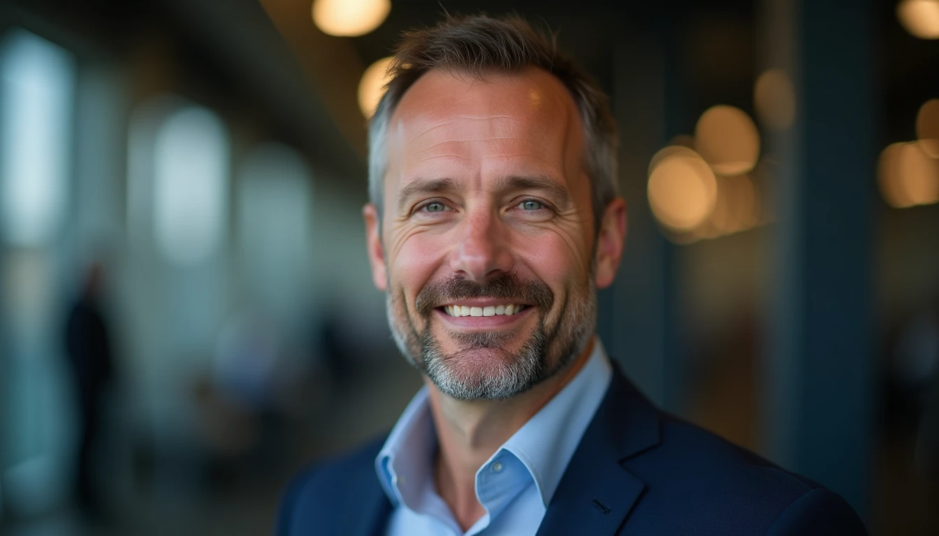 Professional portrait of Thomas Becker, business owner, manufacturing industry